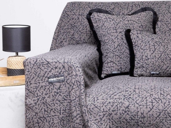 Ριχτάρι Athos Choco-Black Aslanis Home Τριθέσιο 180x300cm Βαμβάκι-Πολυέστερ