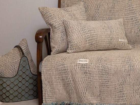 Ριχτάρι Ismaros Beige-Petrol Aslanis Home Πολυθρόνα 180x180cm Βαμβάκι-Polycotton