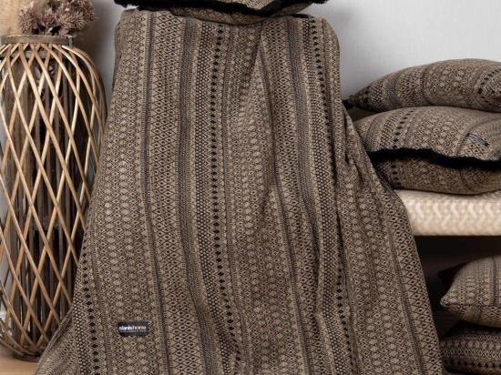 Ριχτάρι Olympos Beige-Black Aslanis Home Πολυθρόνα 180x180cm Βαμβάκι-Chenille