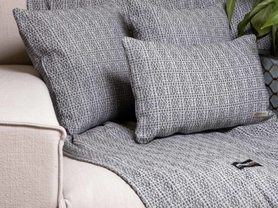 Ριχτάρι Onia Anthracite-Grey Aslanis Home Πολυθρόνα 180x180cm Βαμβάκι-Polycotton