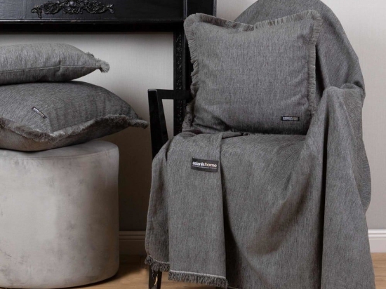 Ριχτάρι Plain 4 Seasons Grey Aslanis Home Τριθέσιο 180x300cm Βαμβάκι-Πολυέστερ