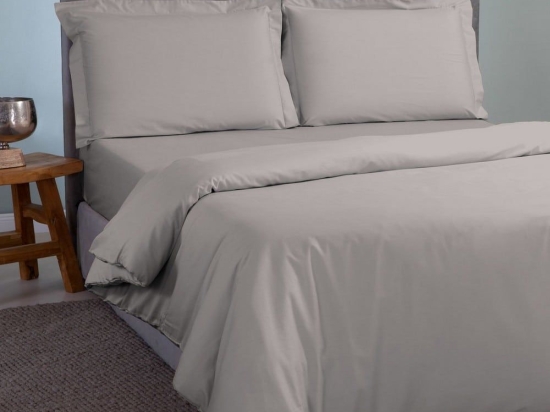 Παπλωματοθήκη Satin Plain Light Grey Aslanis Home King Size 260x240cm 100% Βαμβακοσατέν