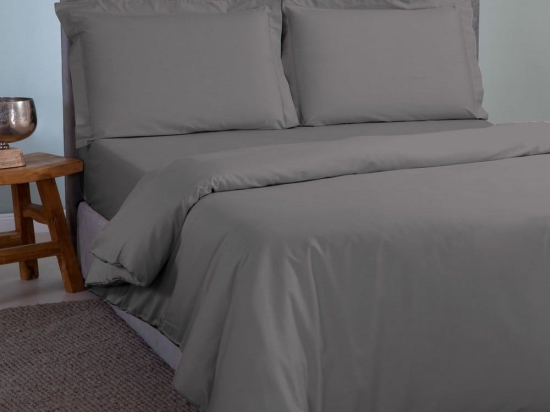 Παπλωματοθήκη Satin Plain Dark Grey Aslanis Home Υπέρδιπλο 220x240cm 100% Βαμβακοσατέν