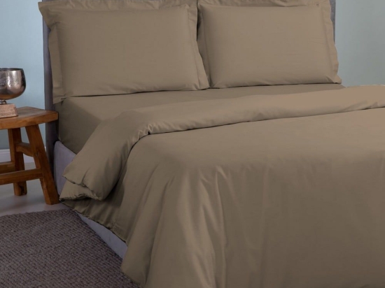 Παπλωματοθήκη Satin Plain Brown-Olive Aslanis Home Ημίδιπλο 160x220cm 100% Βαμβακοσατέν