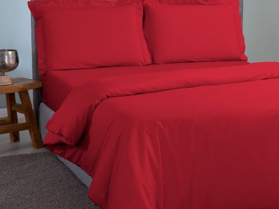 Παπλωματοθήκη Satin Plain Red Aslanis Home Ημίδιπλο 160x220cm 100% Βαμβακοσατέν
