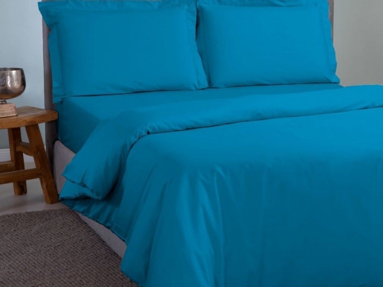Παπλωματοθήκη Satin Plain Turqoise Aslanis Home Ημίδιπλο 160x220cm 100% Βαμβακοσατέν