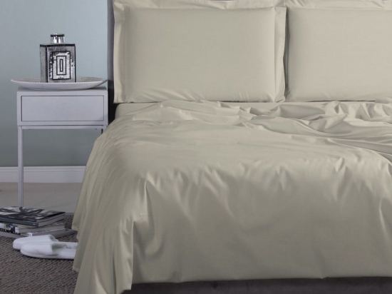 Σεντόνι Satin Plain Beige Aslanis Home Υπέρδιπλο 250x270cm 100% Βαμβακοσατέν