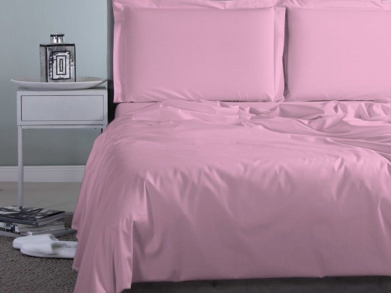 Σεντόνι Satin Plain Light Pink Aslanis Home King Size 260x265cm 100% Βαμβακοσατέν