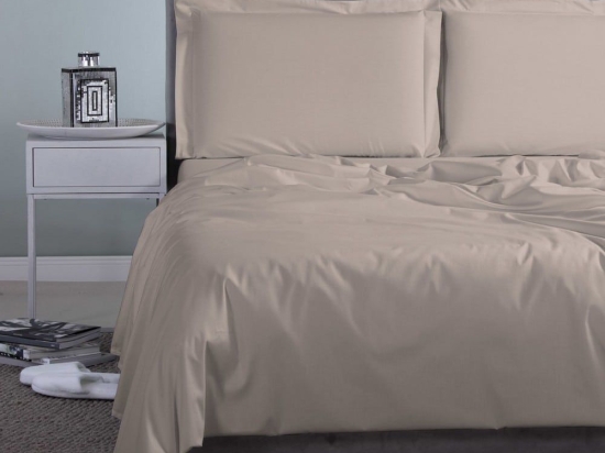 Σεντόνι Satin Plain Light Khaki Aslanis Home Υπέρδιπλο 250x270cm 100% Βαμβακοσατέν