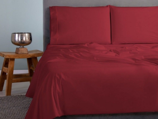 Σεντόνια Satin Plain (Σετ 3τμχ) Bordo Aslanis Home Ημίδιπλο 170x270cm 100% Βαμβακοσατέν