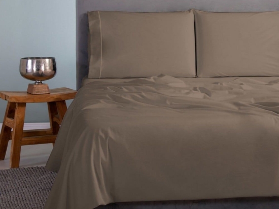 Σεντόνια Satin Plain (Σετ 4τμχ) Dark Brown Aslanis Home King Size 260x265cm 100% Βαμβακοσατέν
