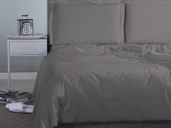 Σεντόνια Satin Plain (Σετ 4τμχ) Dark Grey Aslanis Home Υπέρδιπλο 250x270cm 100% Βαμβακοσατέν