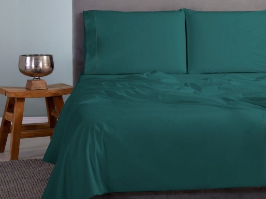 Σεντόνια Satin Plain (Σετ 4τμχ) Green Aslanis Home Υπέρδιπλο 250x270cm 100% Βαμβακοσατέν