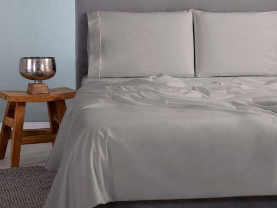 Σεντόνια Satin Plain (Σετ 4τμχ) Light Grey Aslanis Home King Size 260x265cm 100% Βαμβακοσατέν