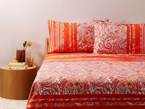 Σεντόνια Noto Με Λάστιχο (Σετ 4τμχ) Red Bassetti Υπέρδιπλo 250x280cm 100% Βαμβάκι