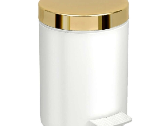 Κάδος Απορριμμάτων 5lt 05-106LE-003 Ø20xH28cm White Gold Ανοξείδωτο Ατσάλι