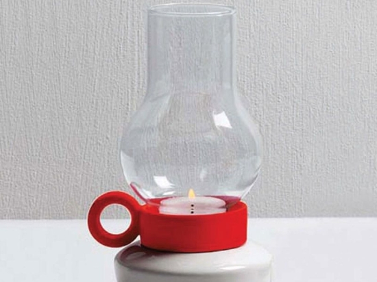 Κηροπήγιο - Βάση Ρεσώ Bugia h.18 White-Red Seletti Πορσελάνη,Γυαλί
