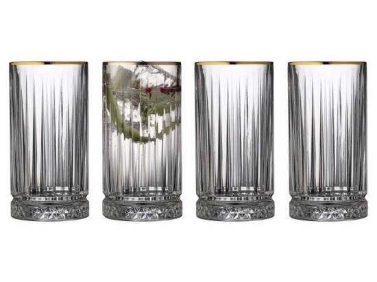 Ποτήρι Ποτού Firenze (Σετ 4Τμχ) 15565 450ml Clear-Gold Lyngby Glass Γυαλί