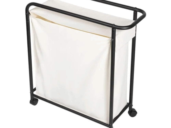 Καλάθι Απλύτων Boston 711692 58x22x69cm Beige-Black Gelco Μέταλλο,Ύφασμα