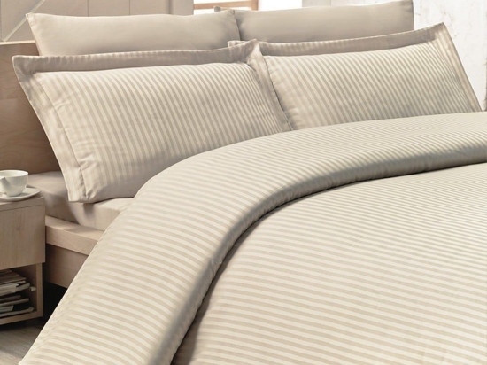 Παπλωματοθήκη Next 3194 Satin Stripe (Σετ 3τμχ) Beige Nexttoo Υπέρδιπλο 235x250cm 100% Βαμβάκι