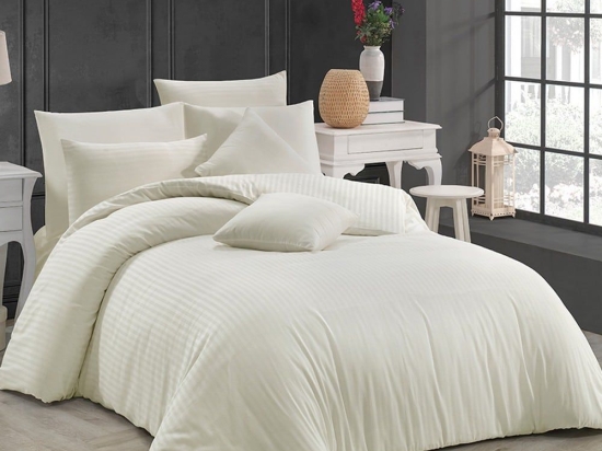 Πάπλωμα Next 3194 Satin Stripe Cream Nexttoo Υπέρδιπλο 220x240cm 100% Βαμβάκι