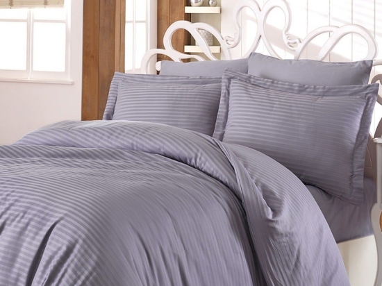 Πάπλωμα Next 3194 Satin Stripe Grey Nexttoo Υπέρδιπλο 220x240cm 100% Βαμβάκι