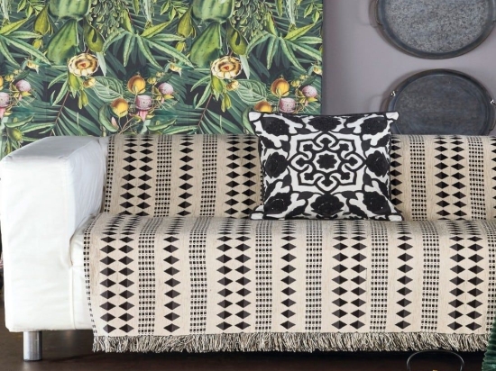 Ριχτάρι Edgar 24 Ecru-Brown Kentia Τριθέσιο 180x300cm Βαμβάκι-Ακρυλικό