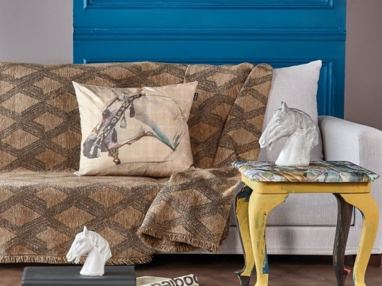 Ριχτάρι Walter 04 Beige-Brown Kentia Τριθέσιο 180x300cm Βαμβάκι-Ακρυλικό