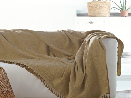 Ριχτάρι Greta 41 Ochre-Warm Yellow Kentia Πολυθρόνα 130x170cm 100% Βαμβάκι