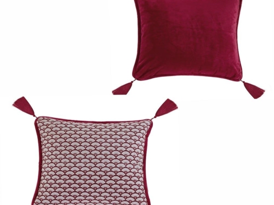 Μαξιλάρι Διακοσμητικό (Με Γέμιση) Darel Bordeaux Kentia 50X50 Βαμβάκι-Πολυέστερ