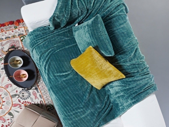 Ριχτάρι Harlow 07 Fleece Petrol Kentia Διθέσιο 180x250cm Πολυέστερ