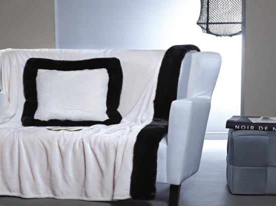 Ριχτάρι Harry 30 Fleece Ecru -Black Kentia Διθέσιο 180x240cm Πολυέστερ
