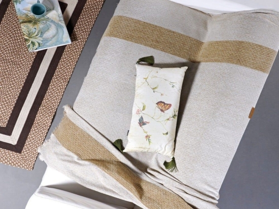 Ριχτάρι Jared 12 Light Grey-Beige Kentia Διθέσιο 180x250cm Βαμβάκι-Ακρυλικό
