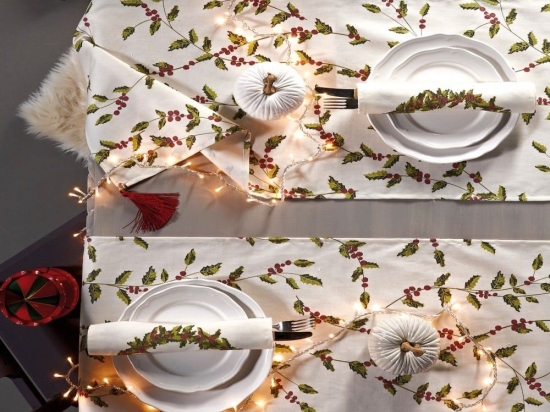 Runner Χριστουγεννιάτικο Snow 2210 Green-Red Kentia 45Χ140
