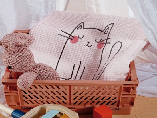Κουβέρτα Βρεφική Kitty Cat Pink Kentia Κούνιας 100x150cm 100% Βαμβάκι