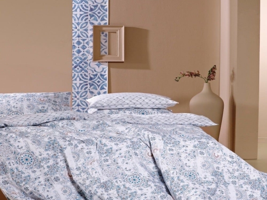 Σεντόνια Anubis 22 (Σετ 4τμχ) Grey-Petrol-Beige Kentia Υπέρδιπλο 240x270cm 100% Βαμβακερό Περκάλι
