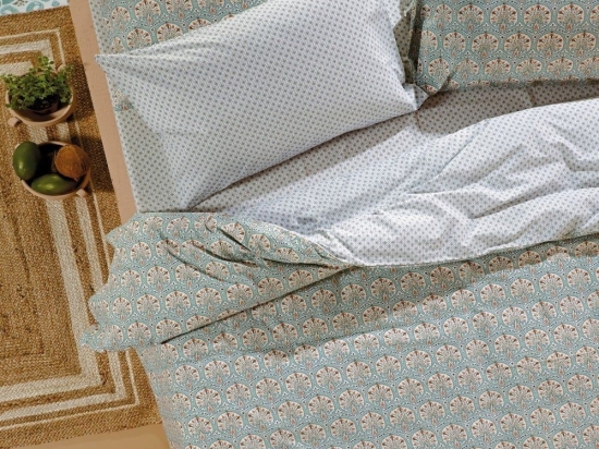 Σεντόνια Aurelia 10 (Σετ 4τμχ) Green-Beige Kentia Διπλό 210x270cm 100% Βαμβάκι