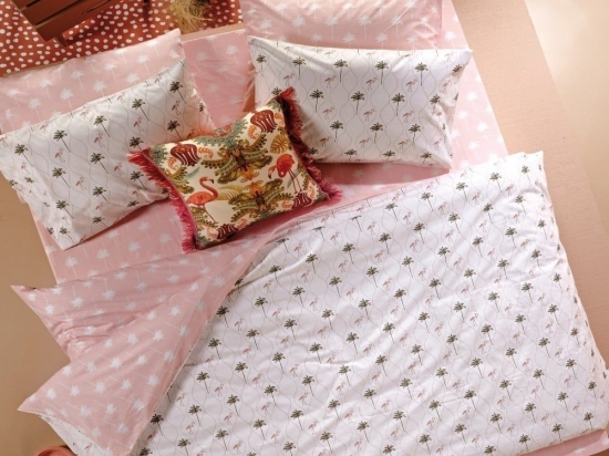 Σεντόνια Oasis (Σετ 4τμχ) Pink-Ecru-Beige-Green Kentia Υπέρδιπλο 240x270cm 100% Βαμβάκι