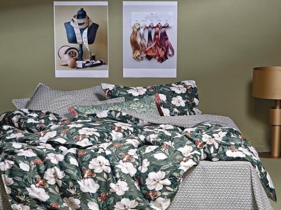 Πάπλωμα Marilou 02 Green-Ecru Kentia Υπέρδιπλo 220x240cm 100% Βαμβακοσατέν
