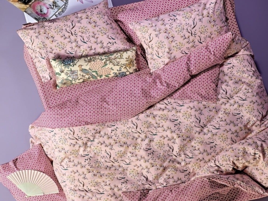 Παπλωματοθήκη Clementine 18 (Σετ 3τμχ) Pink-Beige-Old Rose-Green Kentia Υπέρδιπλο 220x240cm 100% Βαμβάκι