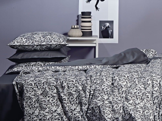 Παπλωματοθήκη Fazel 22 (Σετ 3τμχ) Dark Grey-Silver Kentia Υπέρδιπλο 220x240cm 100% Βαμβακοσατέν