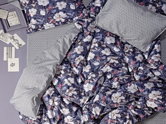 Παπλωματοθήκη Marilou 39 (Σετ 3τμχ) Lavender Blue-Ecru Kentia Υπέρδιπλο 220x240cm 100% Βαμβακοσατέν