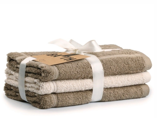 Πετσέτες Brody 04 (Σετ 3τμχ) Brown-Beige Kentia Προσώπου 50x90cm 100% Βαμβάκι