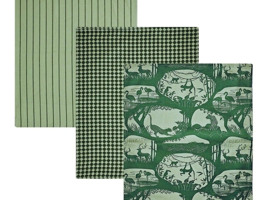 Πετσέτες Κουζίνας Fazzy 233 (Σετ 3τμχ) Green Kentia 40x60cm 100% Βαμβάκι
