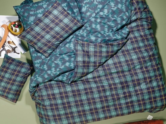 Σεντόνια Adam (Σετ 4τμχ) Black-Green-Yellow Kentia Υπέρδιπλο 240x270cm 100% Βαμβάκι