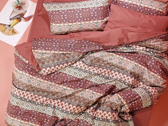 Σεντόνια Esmeralda 17 (Σετ 4τμχ) Bordo-Beige Kentia Υπέρδιπλο 240x270cm 100% Βαμβάκι