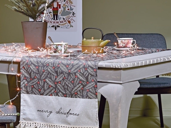 Runner Χριστουγεννιάτικο Snow 235 Greige Kentia 45Χ140