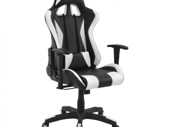 ΚΑΡΕΚΛΑ ΓΡΑΦΕΙΟΥ GAMING HM1062.04 SPEED ΜΑΥΡΟ ΛΕΥΚΟ PU 68,5x71,5x133,5 cm
