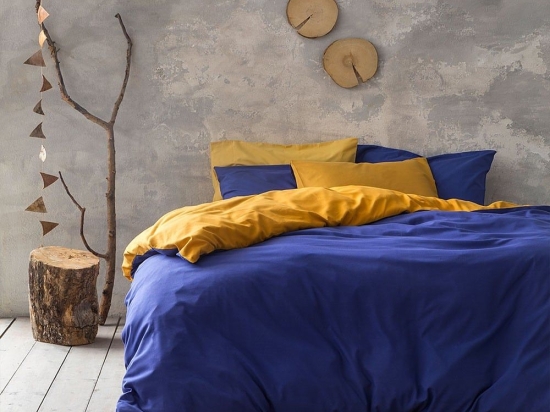 Πάπλωμα Abalone Blue - Mustard Beige Nima Υπέρδιπλo 220x240cm Microfiber