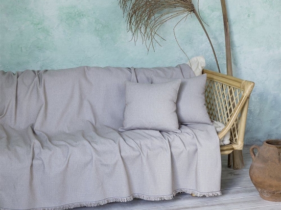 Ριχτάρι Kesia Grey Nima Τριθέσιο 180x300cm Βαμβάκι-Πολυέστερ